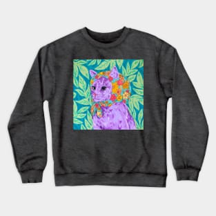 Babushkat Portrait - Funny Cat Art Crewneck Sweatshirt